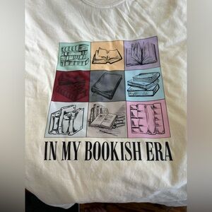 DTF “In My Bookish Era” print on a Cream Comfort Color tee -